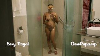 desi south indian girl young bhabhi Payal in bathroom taking shower and masturbation